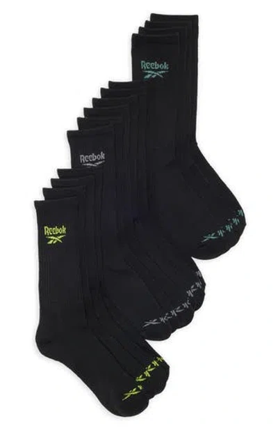 Reebok 7-pack Assorted Terry Crew Socks In Black
