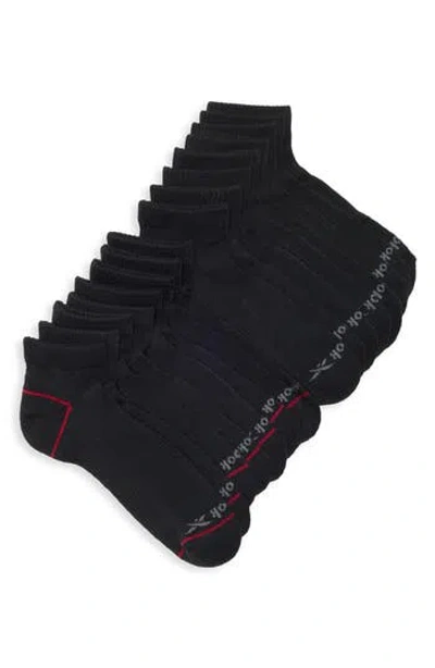 Reebok 8-pack Assorted Terry Quarter Socks In Black