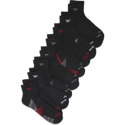 Reebok 8-pack Cushioned Quarter Length Socks In Black