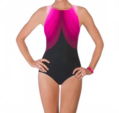Reebok Aqua Angel High Neck One Piece In Pink In Multi