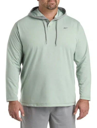 Reebok Big & Tall French Terry Performance Henley Hoodie In Hybrid Green