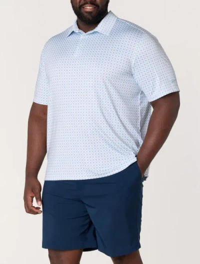 Reebok Big & Tall Mini Geometric Print Performance Polo Shirt In Blue