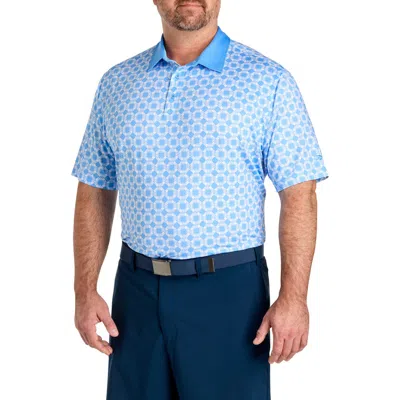 Reebok Big & Tall Mosaic Geometric Performance Polo Shirt In Blue
