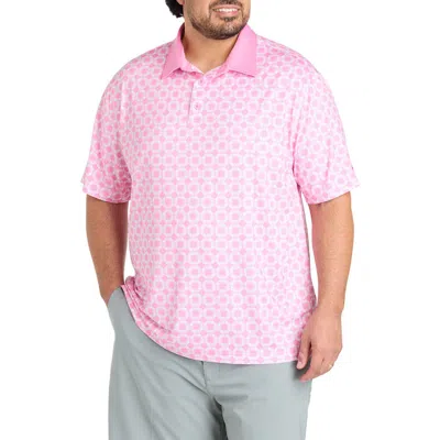 Reebok Big & Tall Mosaic Geometric Performance Polo Shirt In Pink