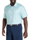 Reebok Big & Tall Performance Diamond Print Polo Shirt In Glitch Aqua