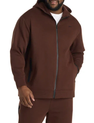 Reebok Big & Tall Performance Tech Fleece Front-zip Hoodie In Brown