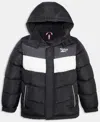 Reebok Big Boys Color Blocked Promo Long Sleeve Puffer Jacket In Black