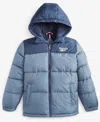 Reebok Toddler And Little Boys Contrast Yoke Promo Long Sleeve Puffer Jacket In Blue
