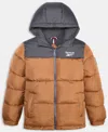 Reebok Big Boys Contrast Yoke Promo Long Sleeve Puffer Jacket In Brown
