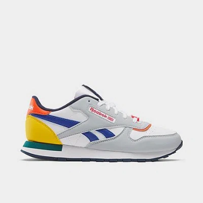 Reebok Big Kids' Classic Leather Casual Shoes In Moon/vector Navy/vector Red