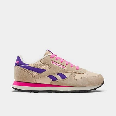Reebok Big Kids' Classic Leather Casual Shoes In Tapioca/atomic Pink/solar Purple