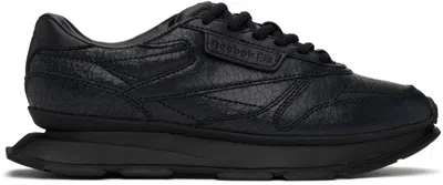Reebok Black Classic Leather Ltd Snekears In Cracked Black