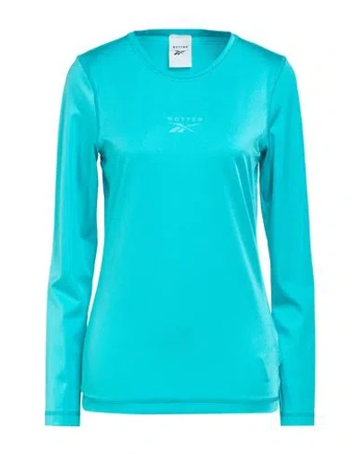 Reebok Botter X  Woman T-shirt Turquoise Size L Polyacrylic, Elastane In Blue