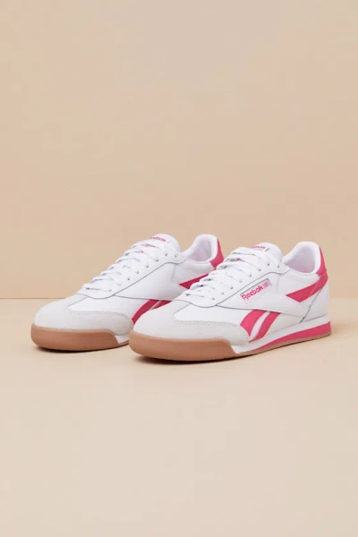 Reebok Campio Xt Ftw White And Bold Pink Leather Sneakers