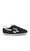 Reebok Classic Az Washed Black And Chalk Suede Leather Sneakers In Black