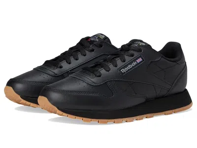 Reebok Classic Leather (big Kid) Boy's Shoes Black/black/gum : 4 Big Kid M, Leather/rubber