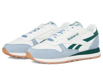 Reebok Classic Leather (big Kid) Kids Shoes Upgrade Blue/chalk/collegiate Green : 5.5 Big Kid M, Leather/su In Multi