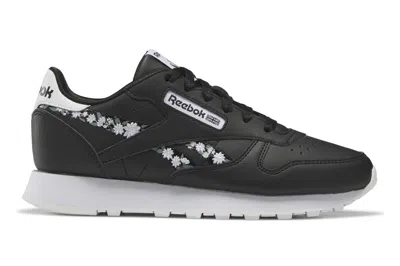 Pre-owned Reebok Classic Leather Flower Crowns Black White (gs) In Core Black/core Black/cloud White