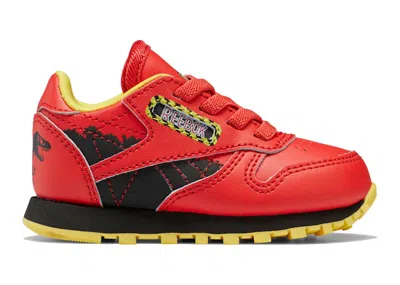 Pre-owned Reebok Classic Leather Jurassic Park Red Sneakers In Radiant Red/coal/blaze Yellow