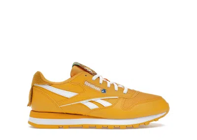 Pre-owned Reebok Classic Leather Sonic The Hedgehog 3 Tails Sneakers In Gold/white