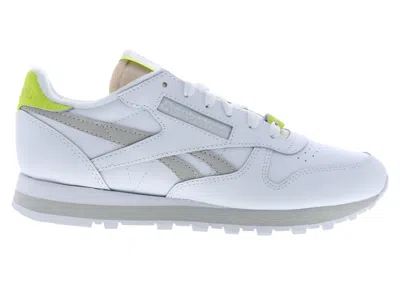 Pre-owned Reebok Classic Leather White (women's) Sneakers In Footwear White/pure Grey/acid Yellow