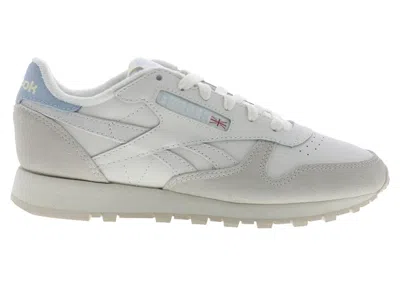 Pre-owned Reebok Classic Leather (women's) Sneakers In Vintagein Chalk/vintage Chalk/feel Good Blue