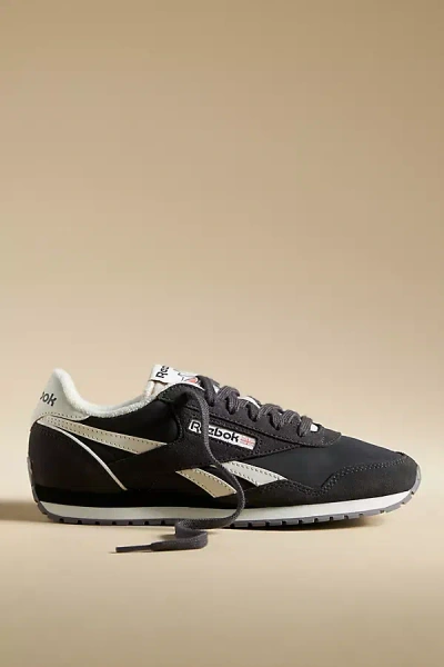 Reebok Classic Az Washed Black And Chalk Suede Leather Sneakers In Washed Black/washed Black/chalk