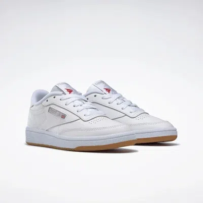REEBOK CLUB C 85 BS7686 WOMENS WHITE/LIGHT GRAY/GUM LEATHER SNEAKER SHOES FNK483