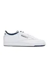Reebok Club Workout Leather Sneakers In White/navy Blue