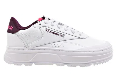 Pre-owned Reebok Club C Double Geo (women's) Sneakers In Cloud White/pursuit Pink/maroon