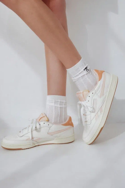 Reebok Club C Double Revenge Chalk And Smokey Rose Leather Sneakers In White