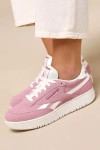 Reebok Club C Double Revenge Dusty Rose Suede Leather Sneakers In Purple