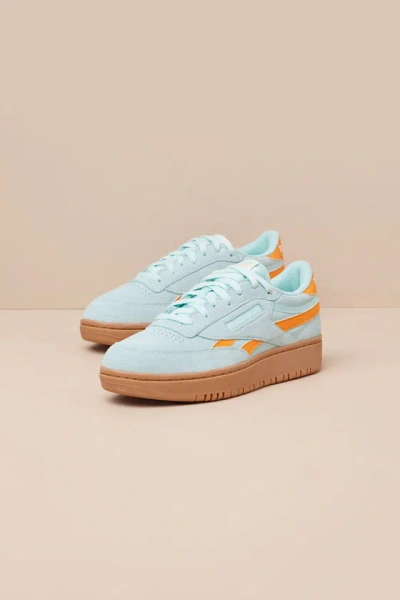 Reebok Club C Double Revenge Glitch Aqua Suede Leather Sneakers In Blue