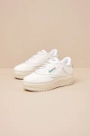 Reebok Club C Extra Chalk And Glen Green Leather Flatform Sneakers In White