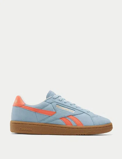 Reebok Blue & Pink Club C Grounds Uk Sneakers In Soft Blue / Supercharged Coral /