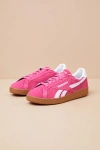 Reebok Club C Grounds Uk True Pink Suede Leather Sneakers In Pink