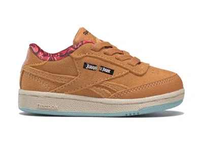 Pre-owned Reebok Club C Jurassic Park Sneakers In Rich Ochre/diffused Blue/stadium Red