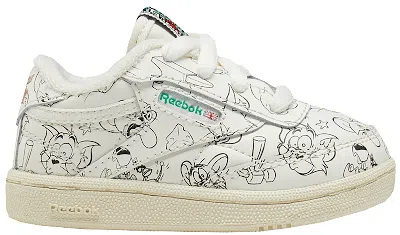 Pre-owned Reebok Club C Tom & Jerry Allover Sneakers In Chalk/paper White/excellent Red