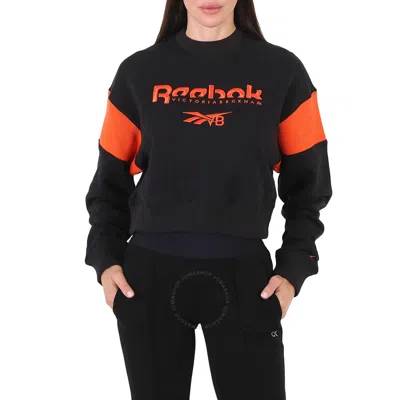 Reebok Colorblock Graphic Logo Sweatshirt In Black