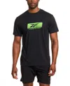 Reebok Distance Short Sleeve Crewneck Graphic Running T-shirt In Black