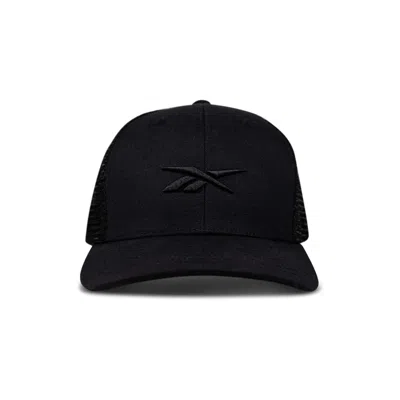 Reebok Embroidered Vector Trucker Cap In Black
