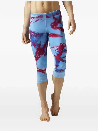 Reebok Essentials Printed Capri Leggings In Blue