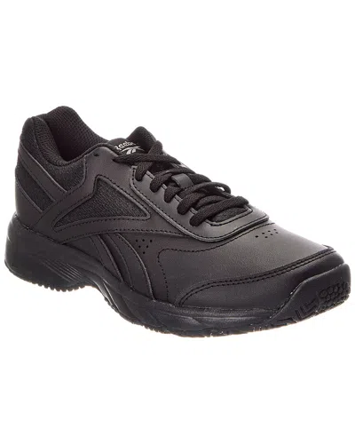 Reebok Fitness Core Walking Leather-trim Sneaker In Black
