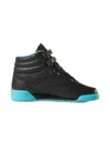 Reebok Freestyle Hi "black / Solid Teal / True Grey" Sneakers In Black