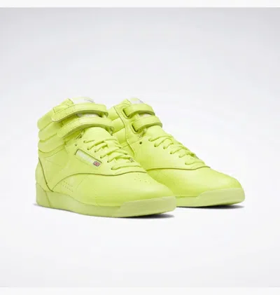 Reebok Freestyle Hi Gy4817 Sneaker Women Volt Geeen Leather Casual Shoes Nr7555 In Green