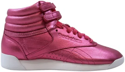 Pre-owned Reebok Freestyle Hi Metallic (women's) Sneakers In Sharp Pink/white In Multi