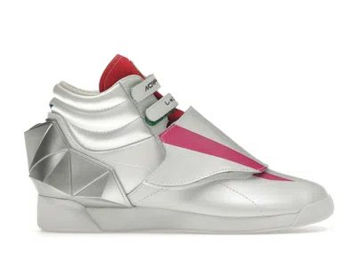 Pre-owned Reebok Freestyle Hi Power Rangers Pink Ranger (women's) Sneakers In White/charged Pink/silver Metallic