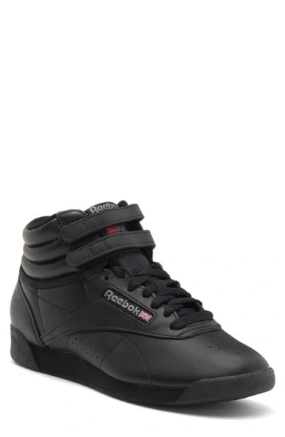 Reebok Big Girls Freestyle Hi Stay-put Closure Casual Sneakers From Finish Line In Black