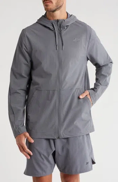 Reebok Full Zip Hooded Jacket In Cold Grey
