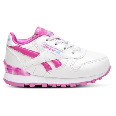 Reebok Kids' Girls  Classic Leather Step N Flash In White/pink
